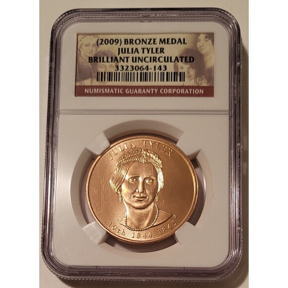 2009 Julia Tyler U.S. Mint First Spouse Bronze Medal BU NGC - Picture 1 of 2